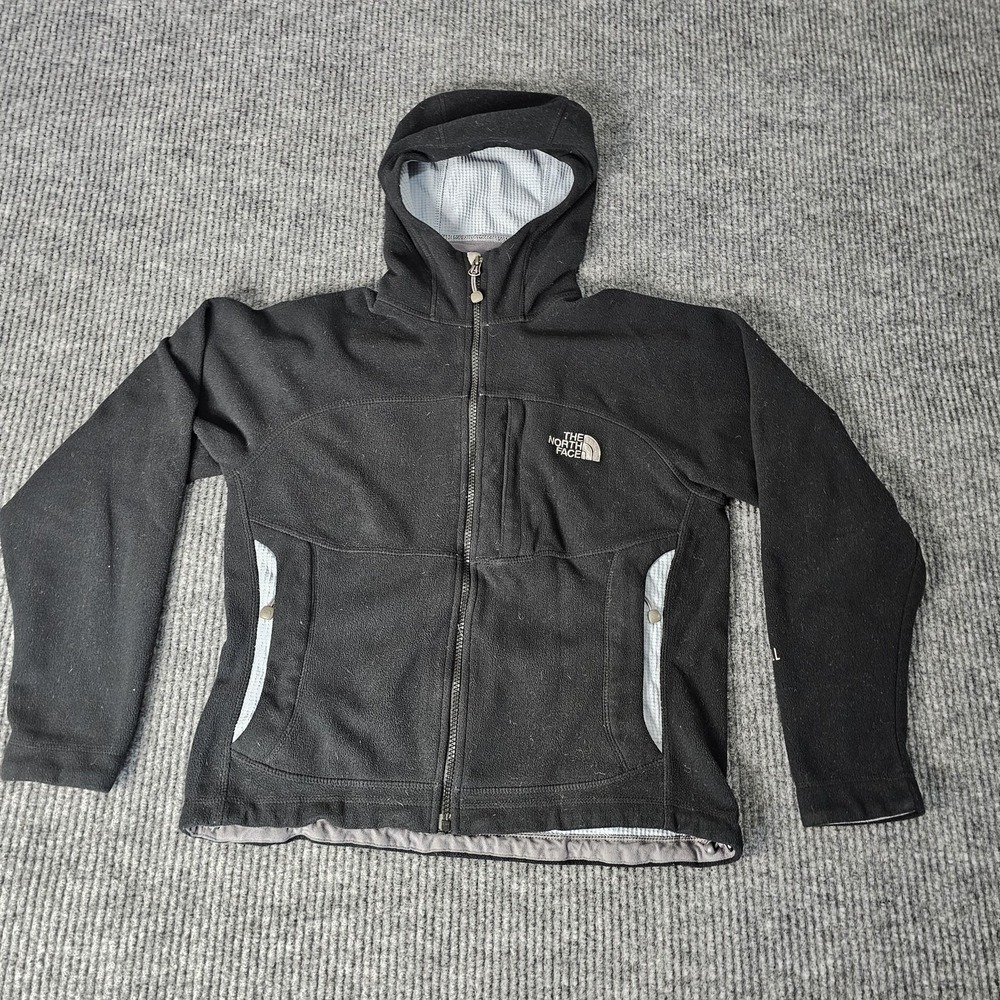The North Face WindWall Fleece Jacket Womens XS Black Hooded Full Zip Outdoor